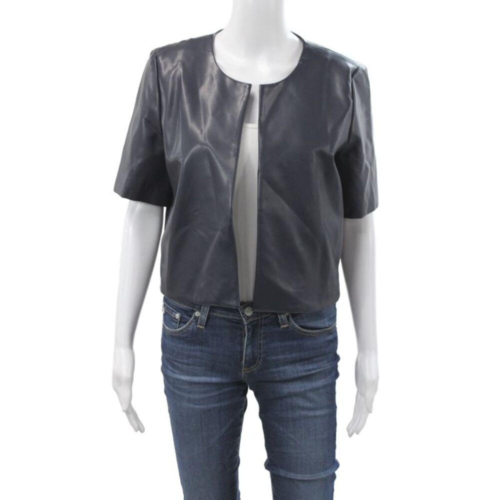 J. Society Women Basic Jacket Blue Short Sleeve Rayon Blend Fall Size M